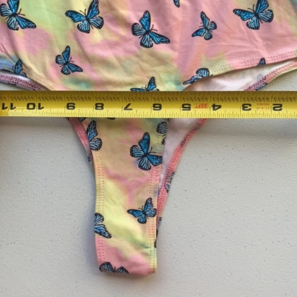 3/$12 Rue21 Butterfly tie dye print bodysuit w stretch criss cross casual boho - Picture 16 of 16